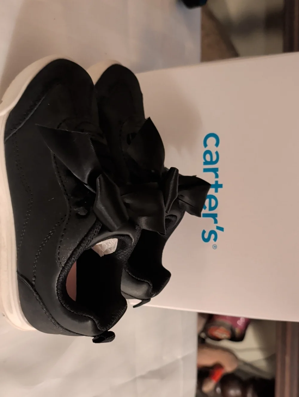 Carter's Black Kids Sneakers with Satin Bow